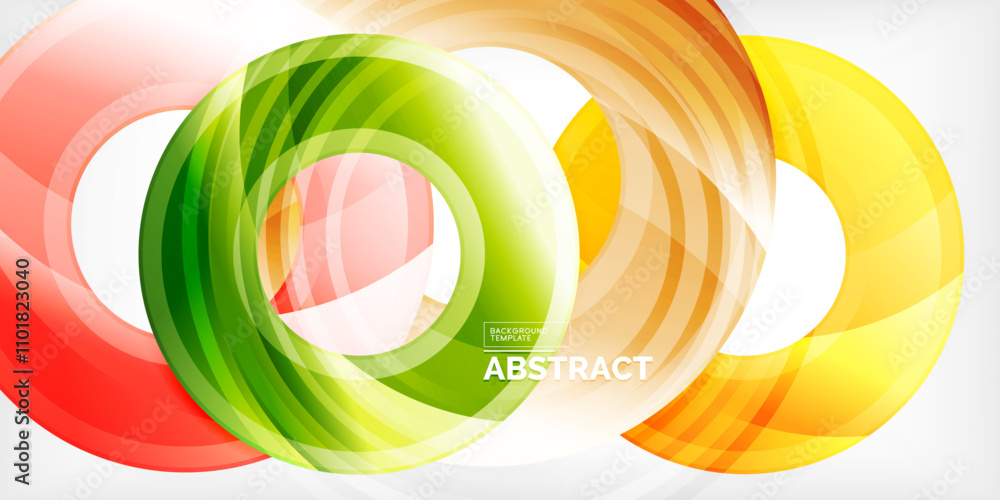 Aufkleber bright colorful circles with light effects. abstract background
