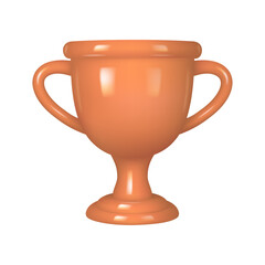 Bronze trophy cup, winner prize championship award 3D illustration in realistic style. Vector sport competition 3rd place prize, success concept. Tournament and championship goblet