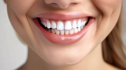 Obraz premium Close-Up of a Woman's Smile with Perfectly White Teeth
