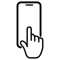 Fototapeta premium Tap and Go: A simple yet powerful illustration of a hand interacting with a smartphone screen, symbolizing ease of use and seamless digital interaction. 