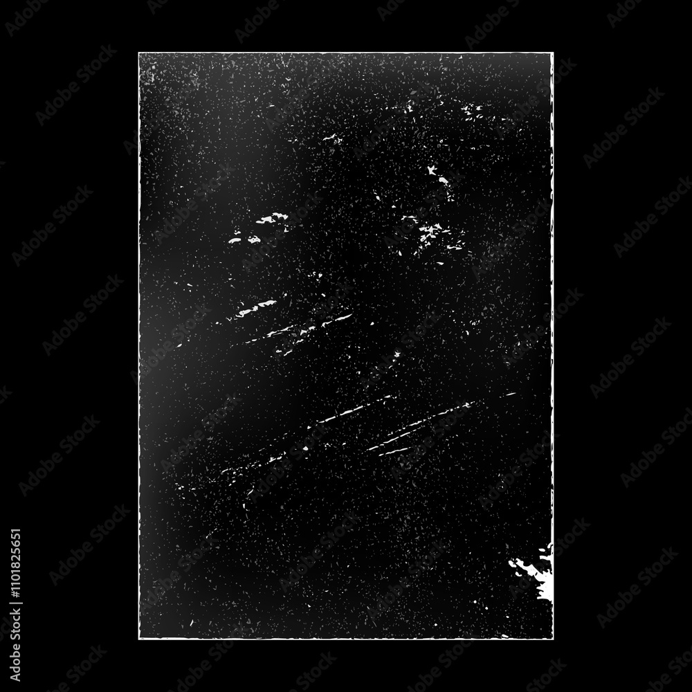 Poster Grunge realistic paper page, isolated grainy old vintage paper with scratches and marks of paint. Vector retro grungy sheet mockup with copy space, vertical rectangular shape with worn off effect
