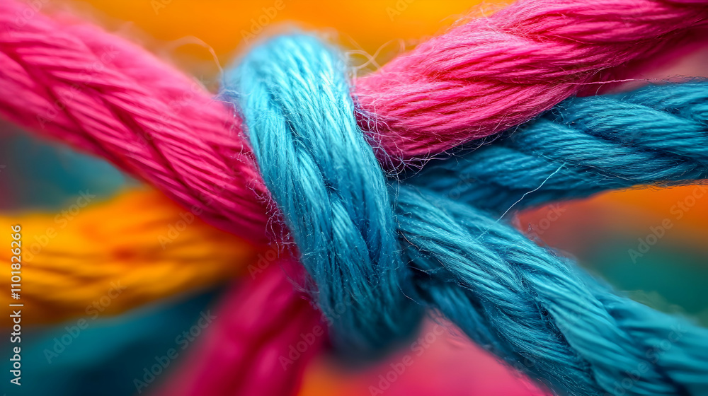 Poster vibrant intertwined threads, a colorful abstract background image