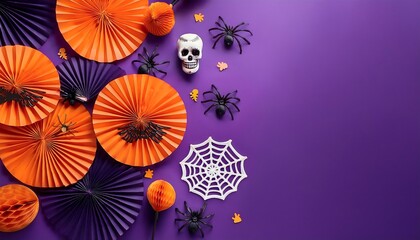 Halloween and Mexican Day of the Dead themed decorations feature paper fans, spiders, and b_1(1105)