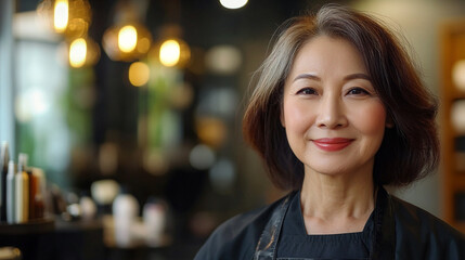 Obraz premium portrait of a middle age asian woman in a city