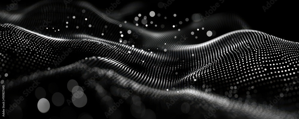 Aufkleber a dark, abstract image featuring wavy patterns and shimmering particles, creating a sense of depth a
