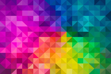 Colorful Abstract Geometric Triangle Pattern Background. Colorful abstract background with geometric pattern of triangles arranged in gradient of rainbow colors.