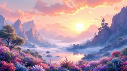 Empty wall calendar mockup, featuring a stunning landscape.