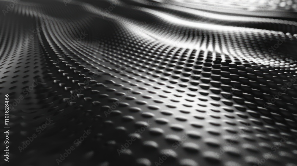 Poster a close-up view of a textured, wavy black surface with a glossy finish.