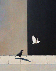 Schwarzer und weißer Vogel / Schwarzes und weißes Leben