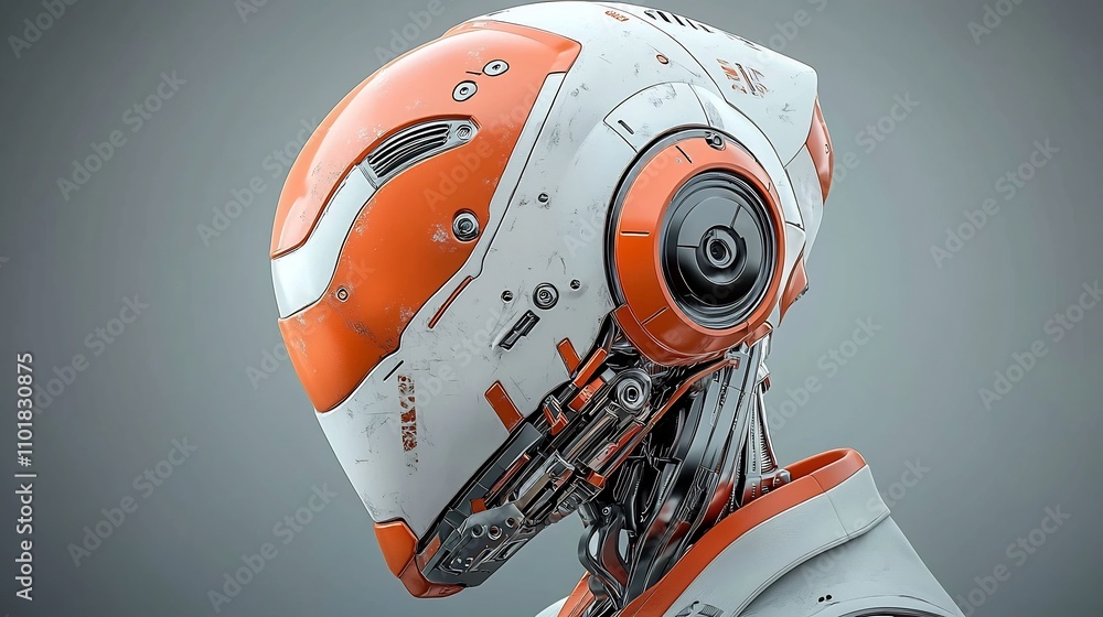 Poster highly detailed mecha warrior robot with gleaming chrome plating and intricate machinery showcased i