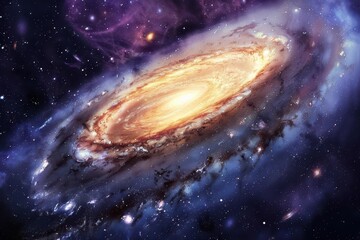 Colorful spiral galaxy in deep space with stars and dust