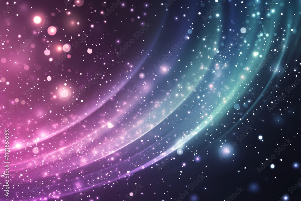 Poster colorful sparkles and lights create an enchanting atmosphere in a dark setting