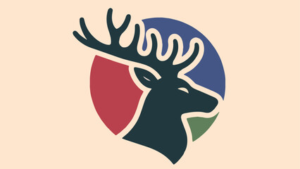 deer head silhouette logo in flat style