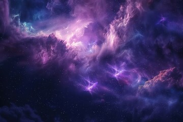 Glowing Purple Nebula with Stars