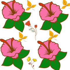 set of flowers.flower, floral, pattern, vector, leaf, nature,