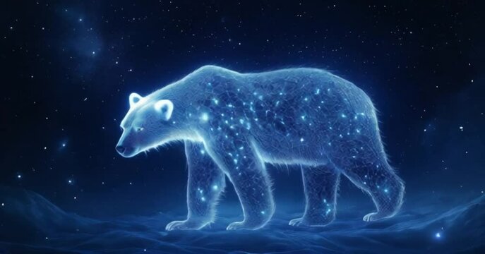 Cosmic bear constellation glowing in starry night sky