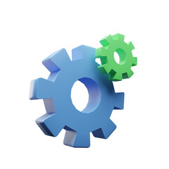 Team, technical support, gear 3d icon render illustration Isolated on Transparent Png Background