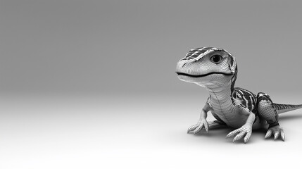 A 3D-rendered lizard model with a wireframe texture, blending realism and digital art. Perfect for animation, design, and educational visuals. AI. Generative AI