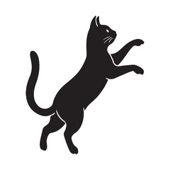 Silhouette of a Cat walking, Jumping and running in Motion