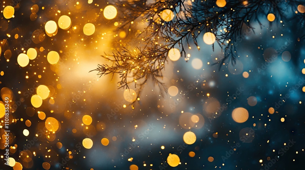 Poster vibrant abstract background with golden and black bokeh lights create a captivating atmosphere. this