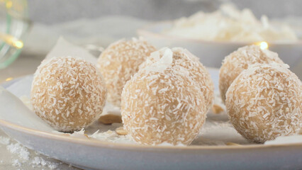 Homemade candies with coconut
