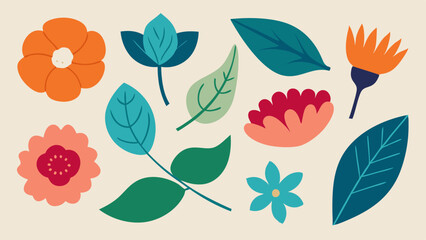 Hand-Drawn Vector Floral Elements Flowers, Leaves, Botanical Illustrations All-Season Modern and Vintage