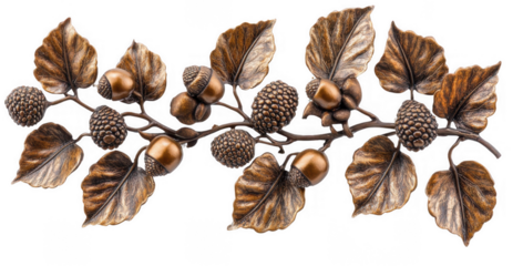 Elegant bronze branch with acorns and leaves, perfect for decorative accents and nature-inspired decor