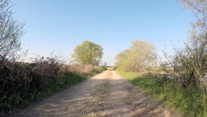 Obraz premium Point of view shot of riding a bicycle