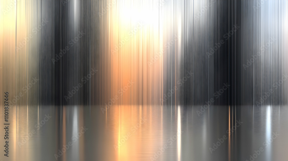 Poster abstract metallic background, vertical lines reflecting light, creating a stunning visual display of