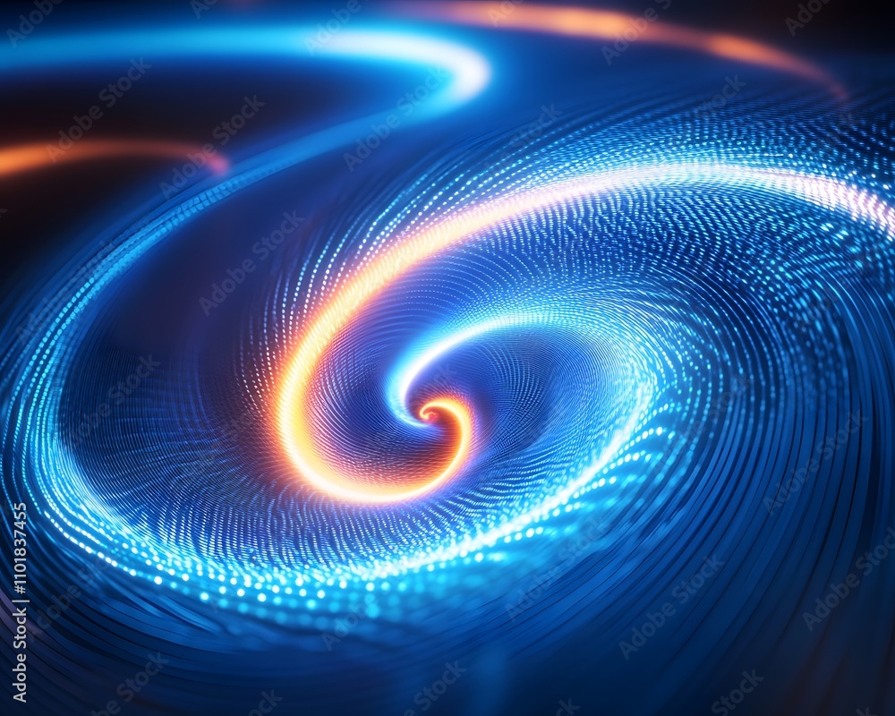 Poster a mesmerizing abstract swirl of vibrant blue and orange lights, creating a dynamic visual experience