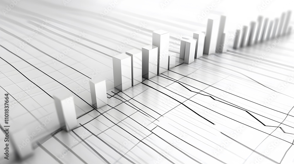 Poster a modern, abstract representation of data analytics featuring dynamic bar graphs and interconnected 