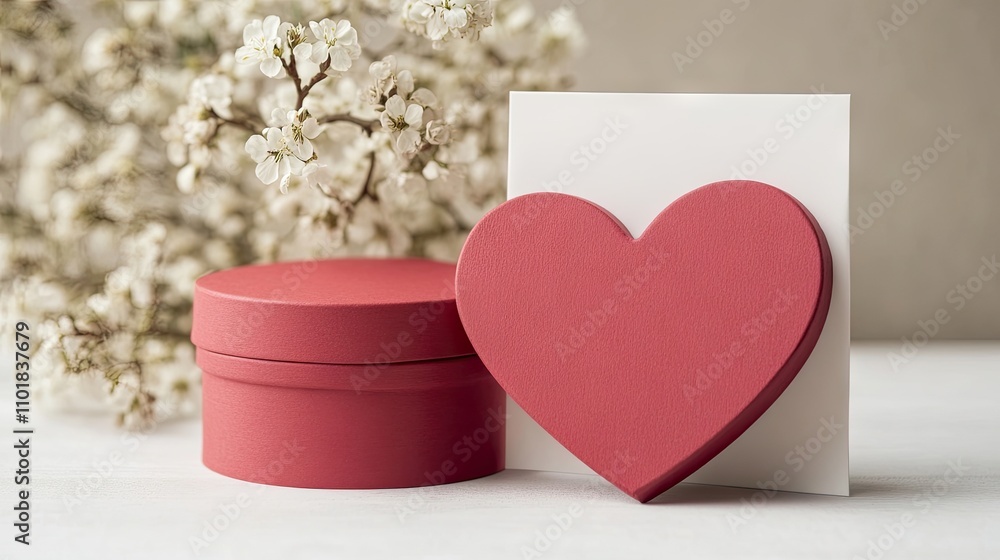 Poster heart-shaped boxes and a blank card create a perfect setting for valentines day. these heart boxes a