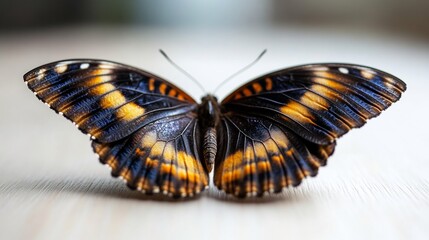 Fototapeta premium Close-up of a Striking Dark Butterfly with Orange Accents