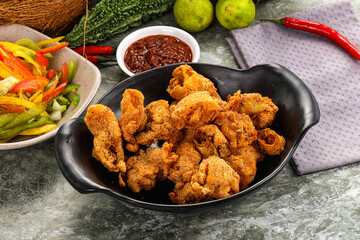Golden crispy Breaded calamari snack