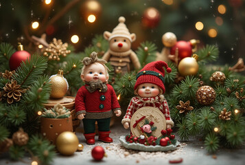Whimsical Christmas Toy Display with Festive Ornaments