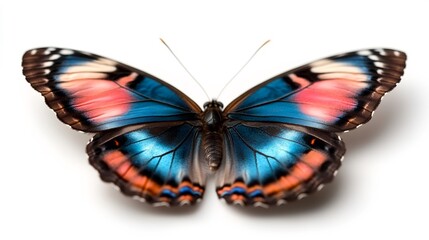 Obraz premium Close-up of a Morpho Butterfly with Vibrant Blue and Orange Wings