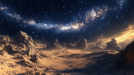 Stargazing adventure milky way galaxy over desert landscape night sky scenic viewpoint nature