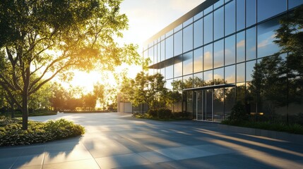 Sunlit minimalist modern building exterior urban environment architectural photography daytime