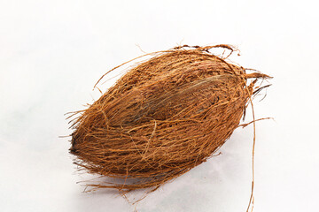 Natural exotic brown hairy coconut