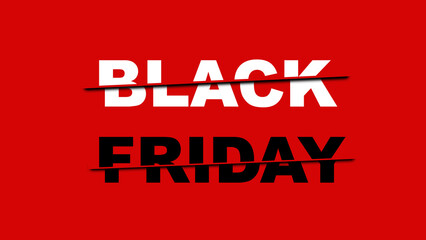 Paper cut to Black Friday on red background for sale day after Thanksgiving of christ and start of merry Christmas shopping season concept.
