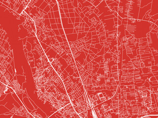 Christmas Map of Bialoleka, Poland in Snowy White on Festive Red Background.