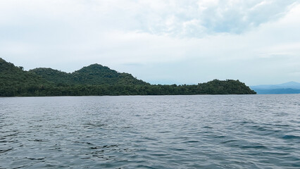 beautiful view of the tropical beach of Pahawang Island, Lampung. Landscape in the highland natural park. Panoramic view by the sea.