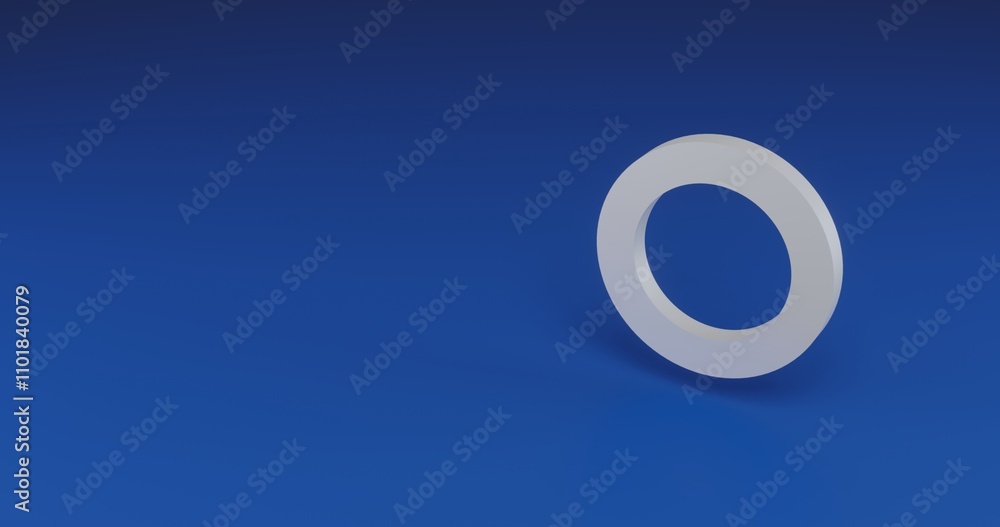Poster isolated realistic white circle symbol with shadow. located on the right side of the scene. 3d illus