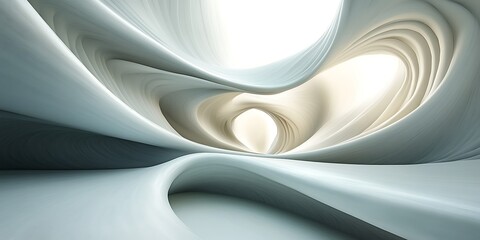Fototapeta premium Abstract swirling grey and white 3D architectural design.