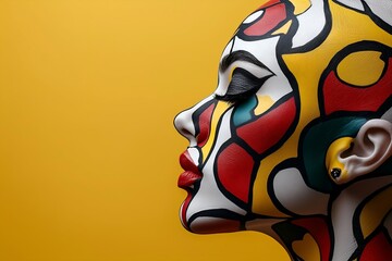 Obraz premium Woman's Face with Abstract Multicolored Face Paint