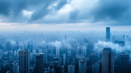 Modern city skyline with urban architecture, dynamic and vibrant background
