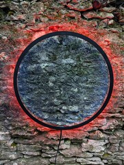 Circle of colour on stone wall