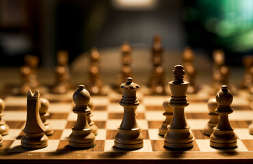 Chess pieces on the chessboard