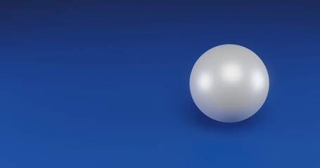 Isolated realistic white sphere with shadow. Located on the right side of the scene. 3d illustration on transparent background