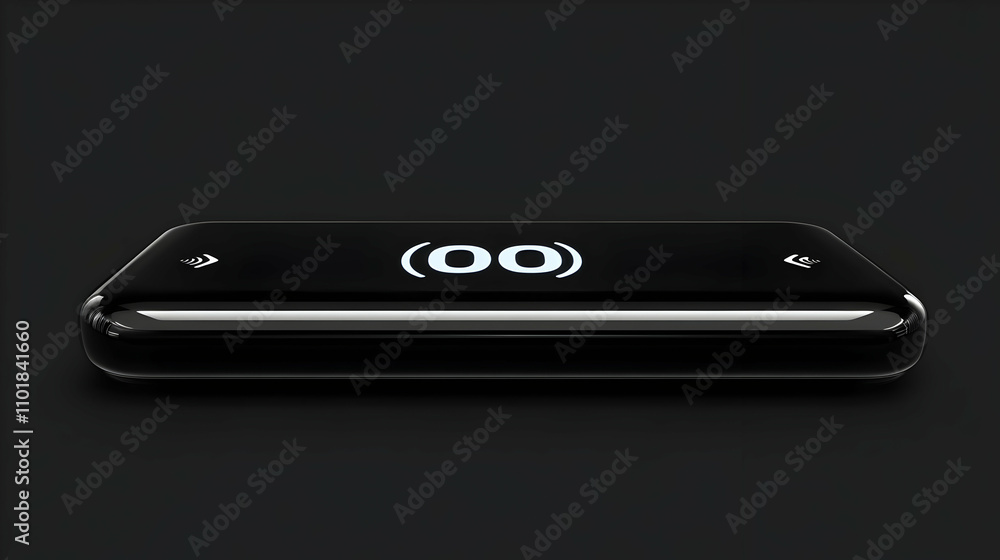 Poster sleek black device with minimalist display; modern technology shows number zero zero on screen, repr